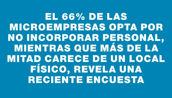 El 66% de las microempresas opta por no incorporar personal, mientras que más de la mitad carece de un local físico, revela una reciente encuesta