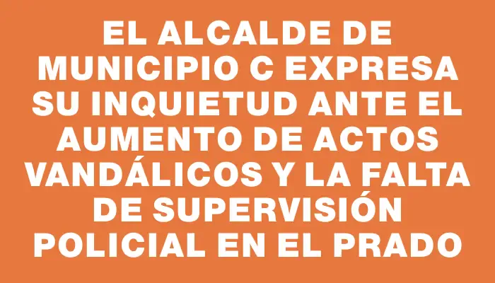 El Alcalde de Municipio C expresa su inquietud ante el aumento de actos vandálicos y la falta de supervisión policial en el Prado