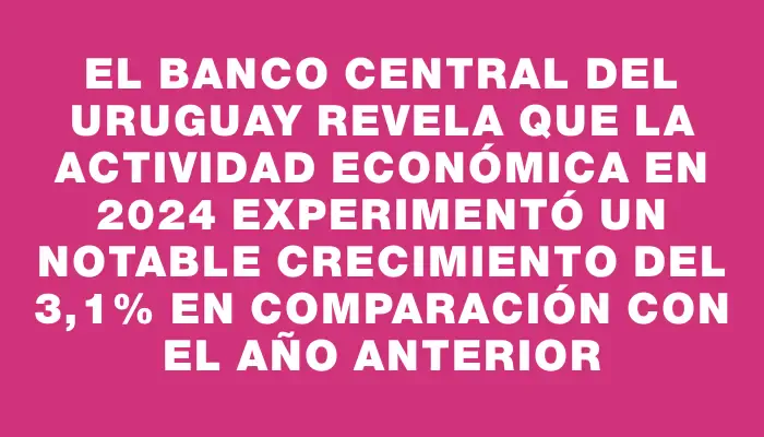 El Banco Central del Uruguay revela que la actividad económica en 2024 experimentó un notable crecimiento del 3,1% en comparación con el año anterior