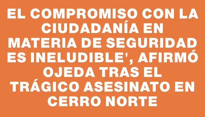 El compromiso con la ciudadanía en materia de seguridad es ineludible