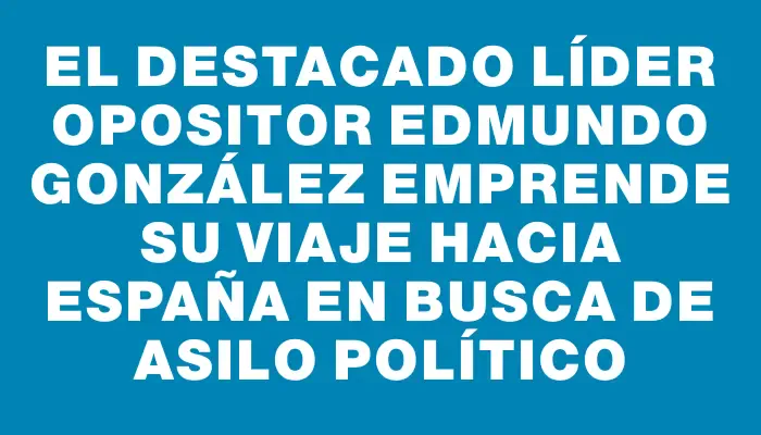 El destacado líder opositor Edmundo González emprende su viaje hacia España en busca de asilo político