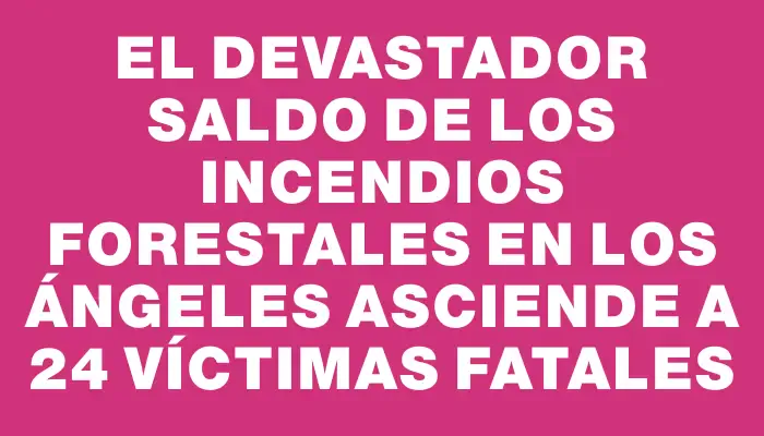 El devastador saldo de los incendios forestales en Los Ángeles asciende a 24 víctimas fatales