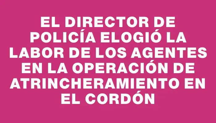 El director de Policía elogió la labor de los agentes en la operación de atrincheramiento en el Cordón