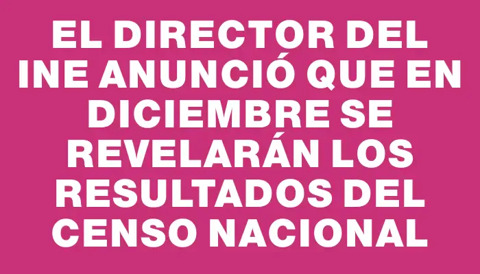 El director del Ine anunció que en diciembre se revelarán los resultados del censo nacional