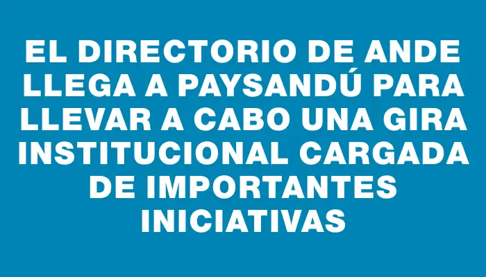 El Directorio de Ande llega a Paysandú para llevar a cabo una gira institucional cargada de importantes iniciativas