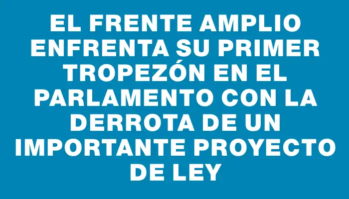 El Frente Amplio enfrenta su primer tropezón en el Parlamento con la derrota de un importante proyecto de ley