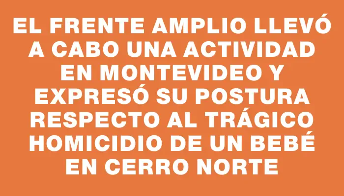 El Frente Amplio llevó a cabo una actividad en Montevideo y expresó su postura respecto al trágico homicidio de un bebé en Cerro Norte