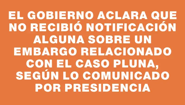 El Gobierno aclara que no recibió notificación alguna sobre un embargo relacionado con el caso Pluna, según lo comunicado por Presidencia