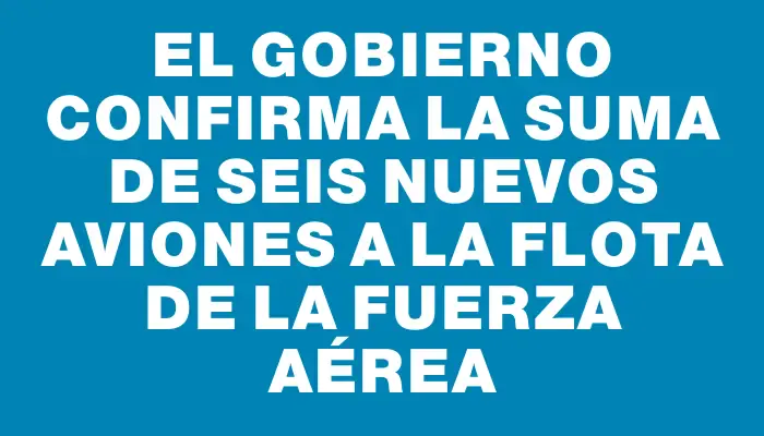 El gobierno confirma la suma de seis nuevos aviones a la flota de la Fuerza Aérea