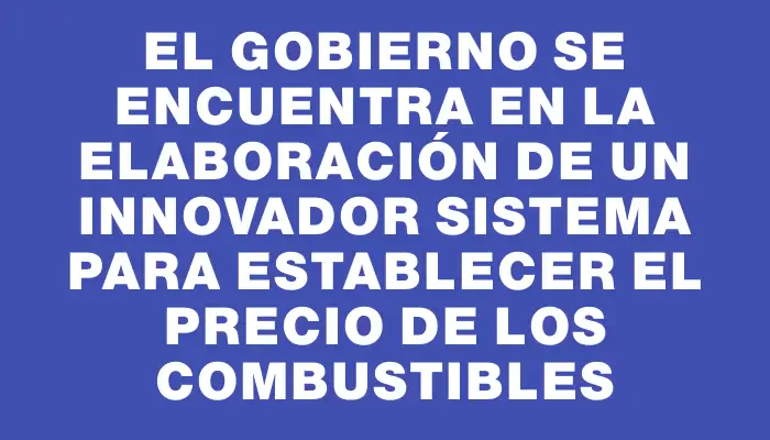 El Gobierno se encuentra en la elaboración de un innovador sistema para establecer el precio de los combustibles