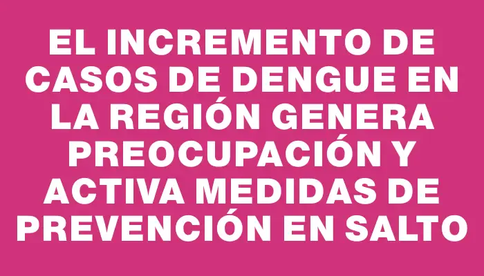 El incremento de casos de dengue en la región genera preocupación y activa medidas de prevención en Salto