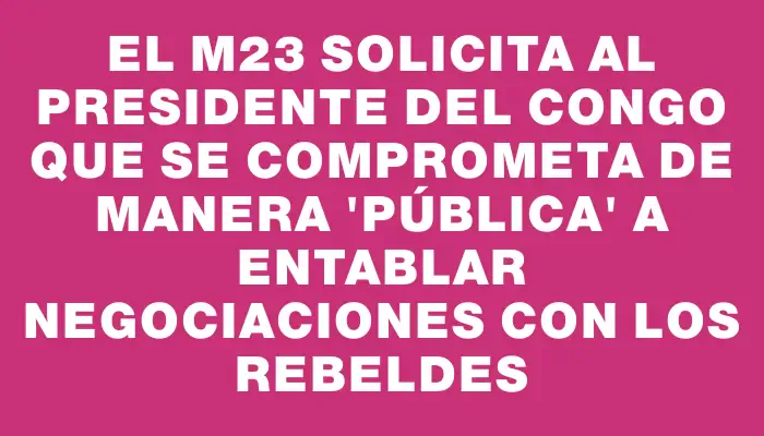 El M23 solicita al presidente del Congo que se comprometa de manera "pública" a entablar negociaciones con los rebeldes