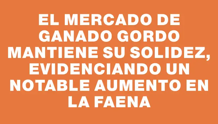 El mercado de ganado gordo mantiene su solidez, evidenciando un notable aumento en la faena