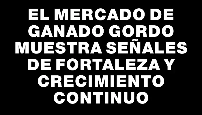 El mercado de ganado gordo muestra señales de fortaleza y crecimiento continuo