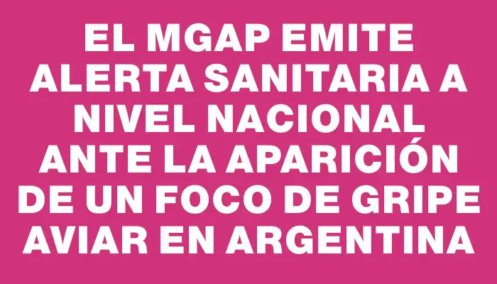 El Mgap emite alerta sanitaria a nivel nacional ante la aparición de un foco de gripe aviar en Argentina