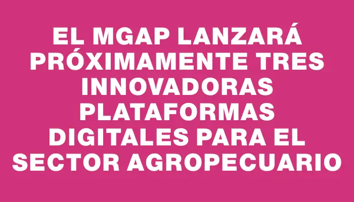 El Mgap lanzará próximamente tres innovadoras plataformas digitales para el sector agropecuario