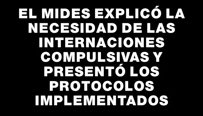 El Mides explicó la necesidad de las internaciones compulsivas y presentó los protocolos implementados