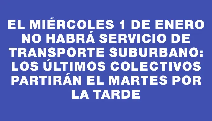 El miércoles 1 de enero no habrá servicio de transporte suburbano: los últimos colectivos partirán el martes por la tarde