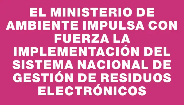 El Ministerio de Ambiente impulsa con fuerza la implementación del Sistema Nacional de Gestión de Residuos Electrónicos