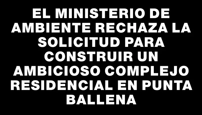 El Ministerio de Ambiente rechaza la solicitud para construir un ambicioso complejo residencial en Punta Ballena