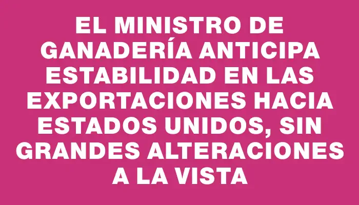 El ministro de Ganadería anticipa estabilidad en las exportaciones hacia Estados Unidos, sin grandes alteraciones a la vista