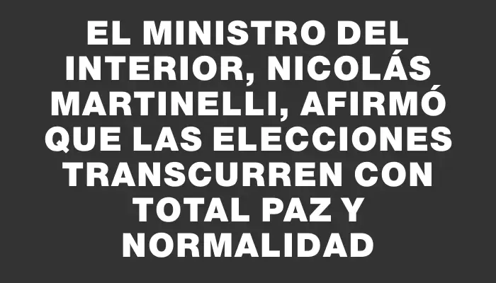 El ministro del interior, Nicolás Martinelli, afirmó que las elecciones transcurren con total paz y normalidad