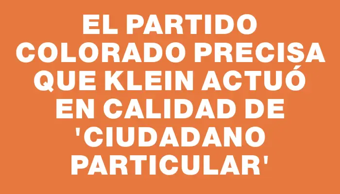 El Partido Colorado precisa que Klein actuó en calidad de “ciudadano particular”