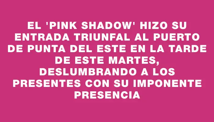 El “Pink Shadow” hizo su entrada triunfal al puerto de Punta del Este en la tarde de este martes, deslumbrando a los presentes con su imponente presencia