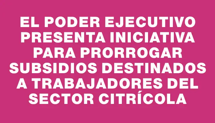 El Poder Ejecutivo presenta iniciativa para prorrogar subsidios destinados a trabajadores del sector citrícola