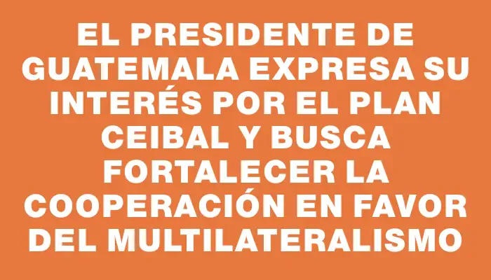 El presidente de Guatemala expresa su interés por el Plan Ceibal y busca fortalecer la cooperación en favor del multilateralismo