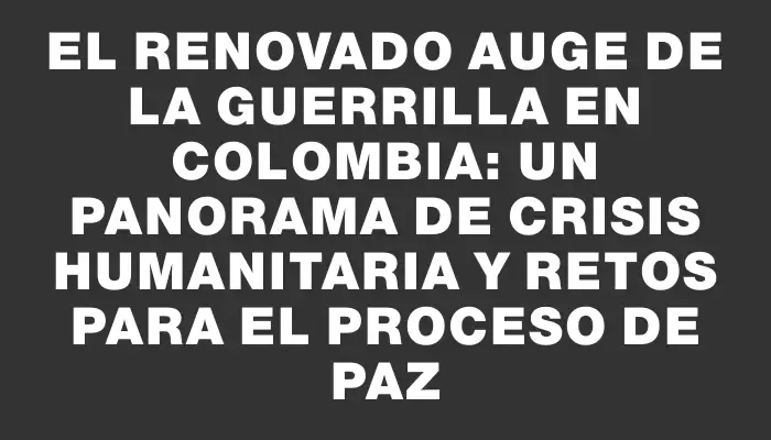 El renovado auge de la guerrilla en Colombia: un panorama de crisis humanitaria y retos para el proceso de paz
