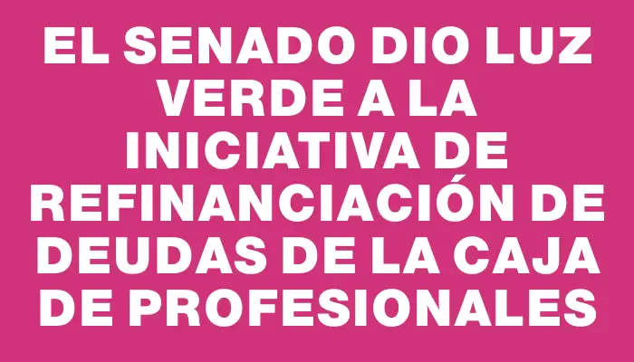 El Senado dio luz verde a la iniciativa de refinanciación de deudas de la Caja de Profesionales