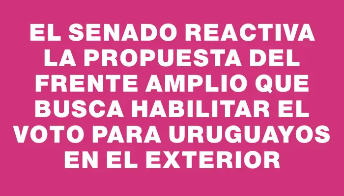El Senado reactiva la propuesta del Frente Amplio que busca habilitar el voto para uruguayos en el exterior