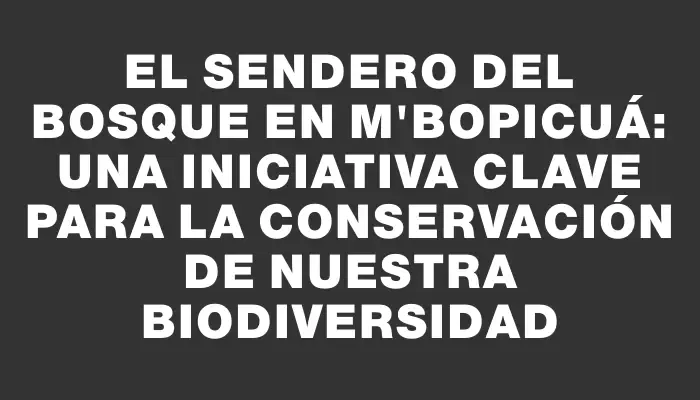 El Sendero del Bosque en M’Bopicuá: una iniciativa clave para la conservación de nuestra biodiversidad