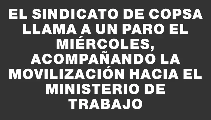 El sindicato de Copsa llama a un paro el miércoles, acompañando la movilización hacia el Ministerio de Trabajo