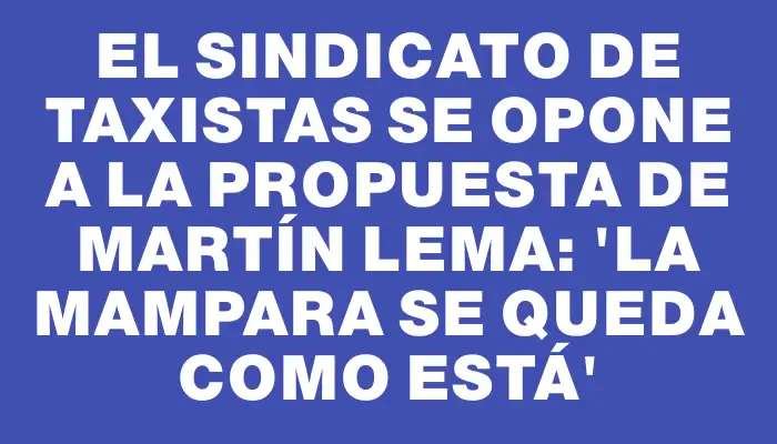El sindicato de taxistas se opone a la propuesta de Martín Lema: 'La mampara se queda como está'