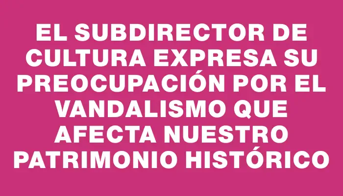 El subdirector de Cultura expresa su preocupación por el vandalismo que afecta nuestro patrimonio histórico