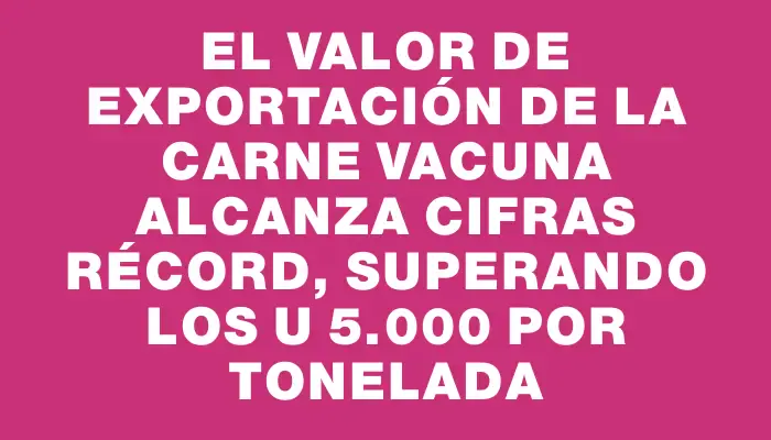 El valor de exportación de la carne vacuna alcanza cifras récord, superando los U$s 5.000 por tonelada