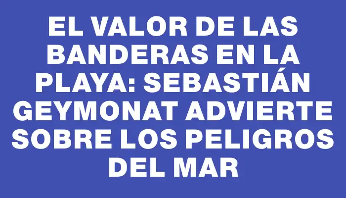 El valor de las banderas en la playa: Sebastián Geymonat advierte sobre los peligros del mar