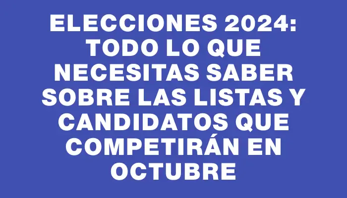 Elecciones 2024: Todo lo que necesitas saber sobre las listas y candidatos que competirán en octubre