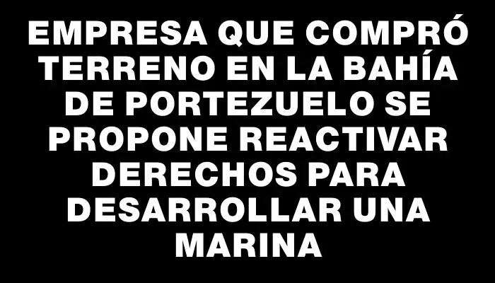 Empresa que compró terreno en la bahía de Portezuelo se propone reactivar derechos para desarrollar una marina