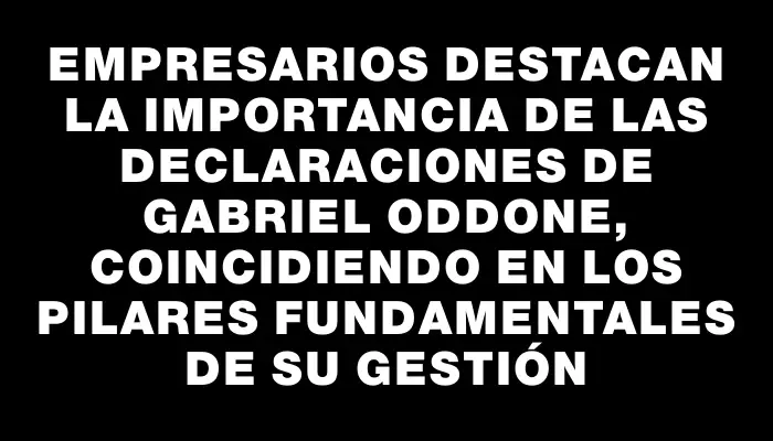Empresarios destacan la importancia de las declaraciones de Gabriel Oddone, coincidiendo en los pilares fundamentales de su gestión