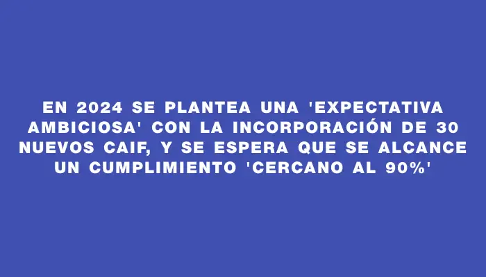 En 2024 se plantea una "expectativa ambiciosa" con la incorporación de 30 nuevos Caif, y se espera que se alcance un cumplimiento “cercano al 90%”