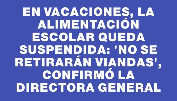 En vacaciones, la alimentación escolar queda suspendida: "No se retirarán viandas", confirmó la directora general