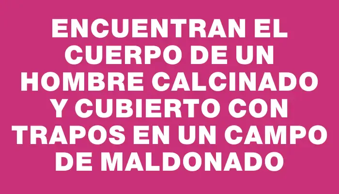 Encuentran el cuerpo de un hombre calcinado y cubierto con trapos en un campo de Maldonado