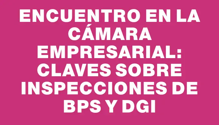 Encuentro en la Cámara Empresarial: Claves sobre Inspecciones de Bps y Dgi