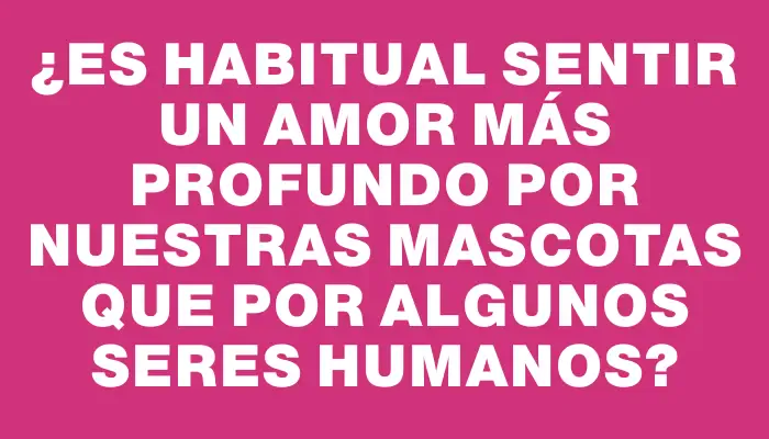 ¿Es habitual sentir un amor más profundo por nuestras mascotas que por algunos seres humanos?