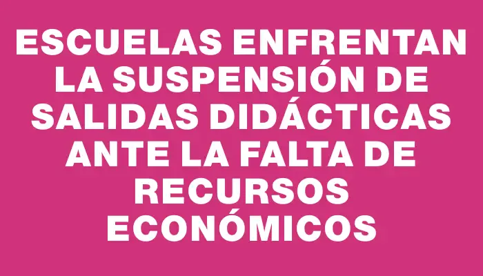 Escuelas enfrentan la suspensión de salidas didácticas ante la falta de recursos económicos