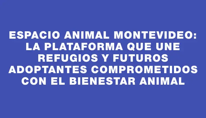 Espacio Animal Montevideo: La plataforma que une refugios y futuros adoptantes comprometidos con el bienestar animal