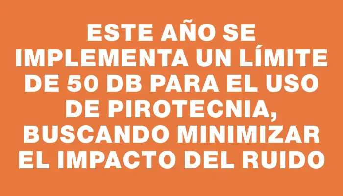 Este año se implementa un límite de 50 dB para el uso de pirotecnia, buscando minimizar el impacto del ruido